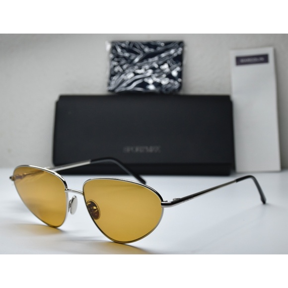 SPORTMAX SM0043 16E SHINY PALLADIUM METAL LIGHT BROWN GEOMETRIC SUNGLASSES. 59MM - Picture 4 of 11